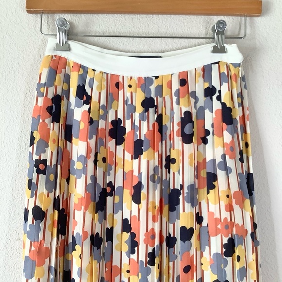 MODCLOTH Accordion Pleat Skirt Mod Floral Midi Preppy Office Retro Pin -Up Sz S - Picture 3 of 13